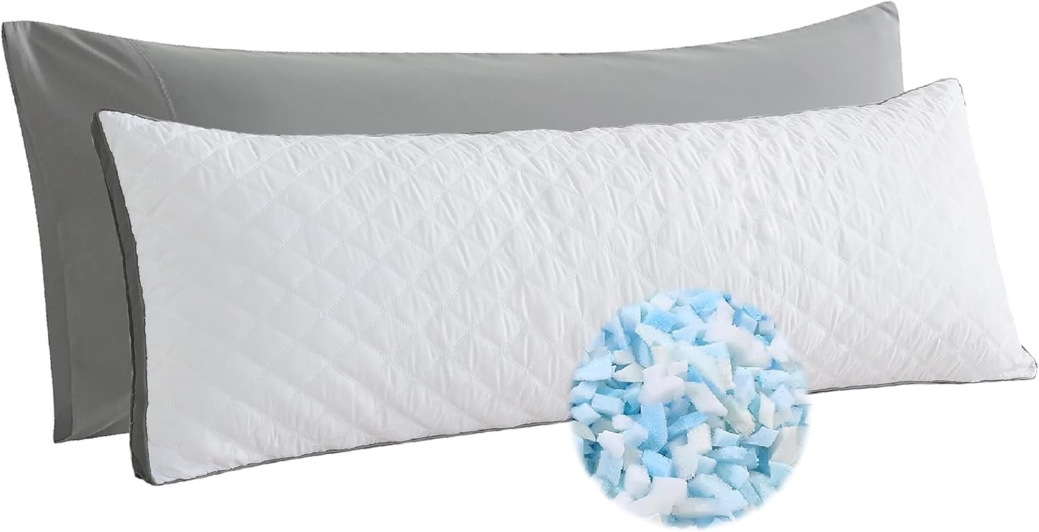 71-OaWDLLTL._AC_SL1500_.jpg Shredded Memory Foam Body Pillow with Diamond Quilted Cover - Image 1