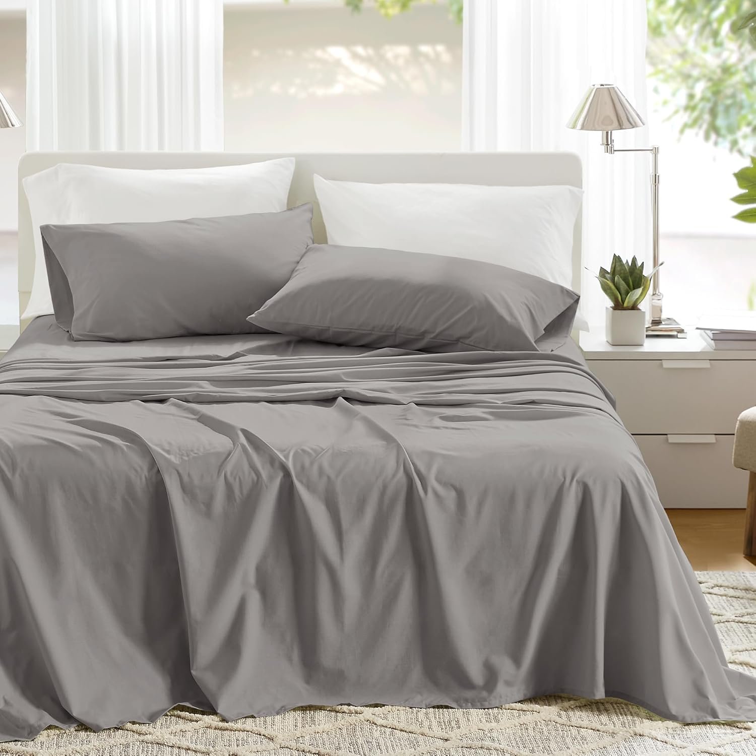 71NsfqmtQ6L._AC_SL1500_.jpg Breathable Cotton Sheet Set with Deep Elastic Pocket - Image 1