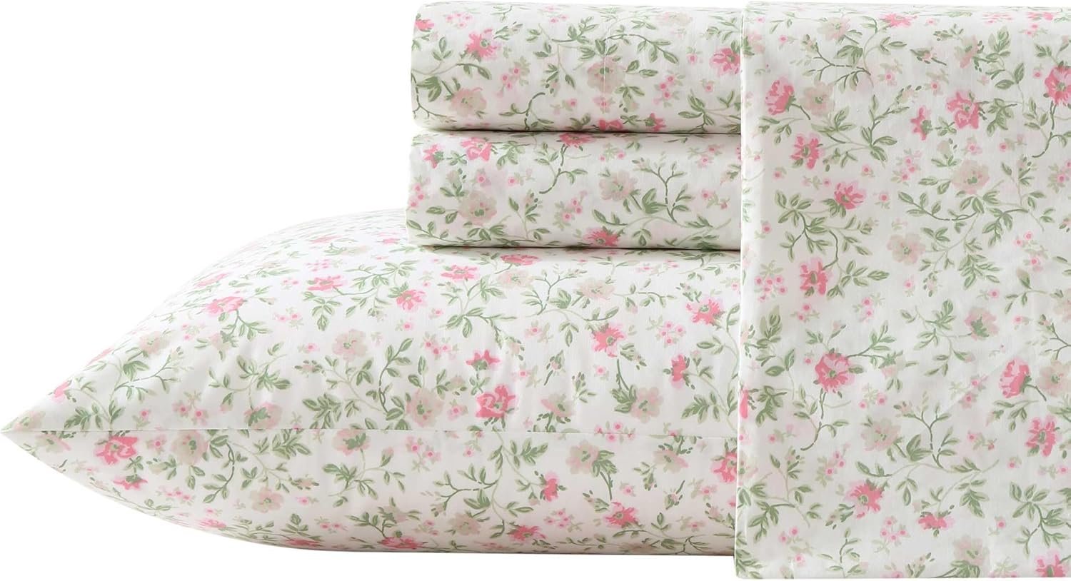 71uhO9q-tL._AC_SL1500_.jpg Watercolor Floral Cotton Percale Sheet Set with Deep Pocket - Image 1