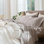 Washed Cotton Gingham Sheet Set with Deep Pocket