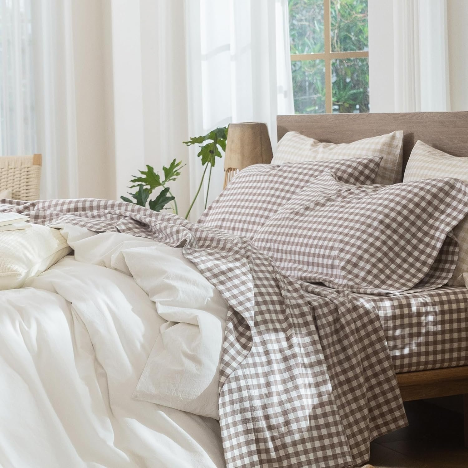 81ZCjID7mZL._AC_SL1500_.jpg Washed Cotton Gingham Sheet Set with Deep Pocket - Image 1