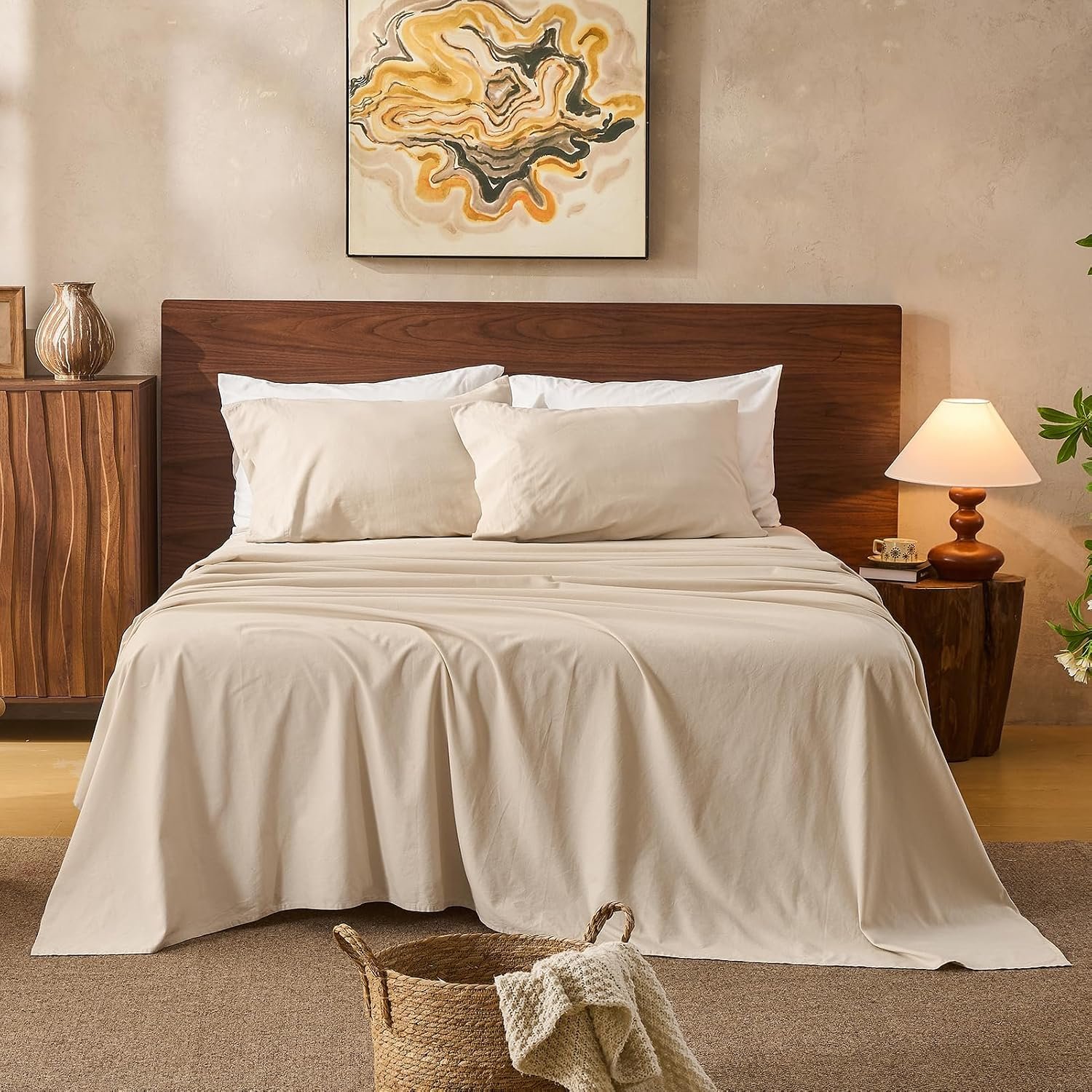 81c0wgRiJ4L._AC_SL1500_.jpg Pure Linen Sheet Set with Deep Pocket and Moisture Wicking - Image 1