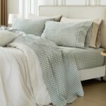 Washed Cotton Checkered Sheet Set with Storage Bag
