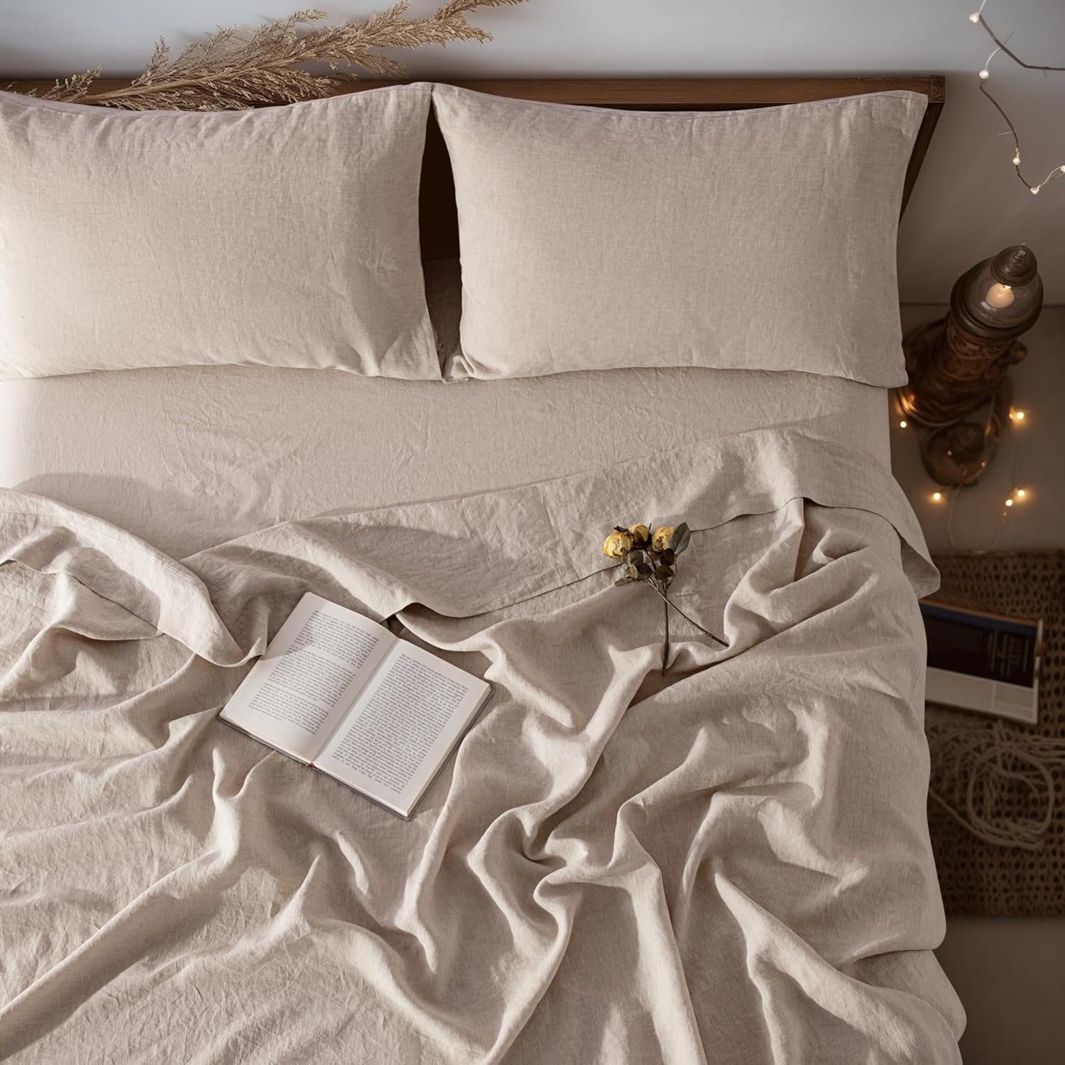 81yoMaLz3RL._AC_SL1500_.jpg Pure Linen Sheet Set with Temperature Balance and Deep Pocket - Image 1